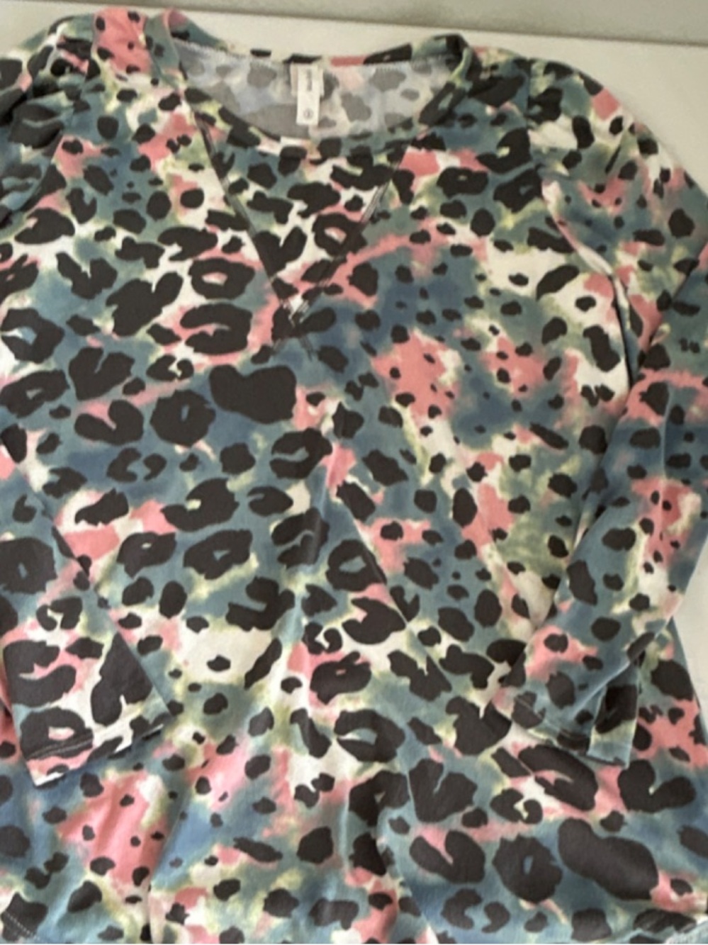 Honeyme Women’s Long Sleeve Leopard Print Top Multicolor V Neck Size Small